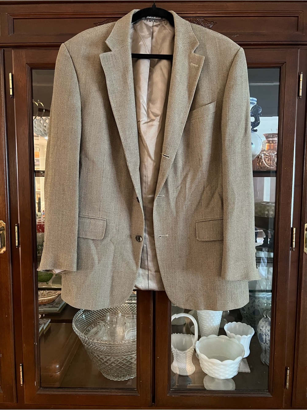 Oscar de la Renta Tan Herringbone Sport Coat